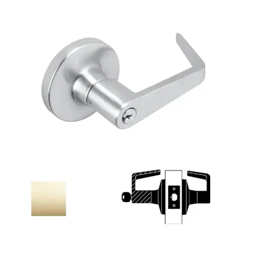 T Series Storeroom Lock, Bright Polished Brass