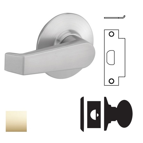 A25D Levon Exit Lock, Bright Polished Brass