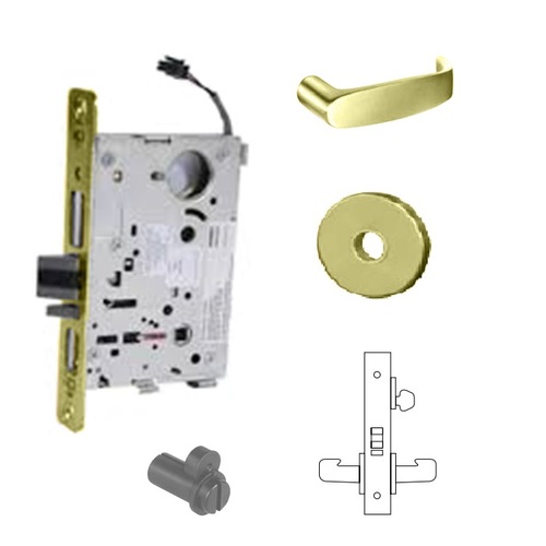 RX-8271-12V Electrified Single Cylinder Mortise Lock Bright Polished Brass