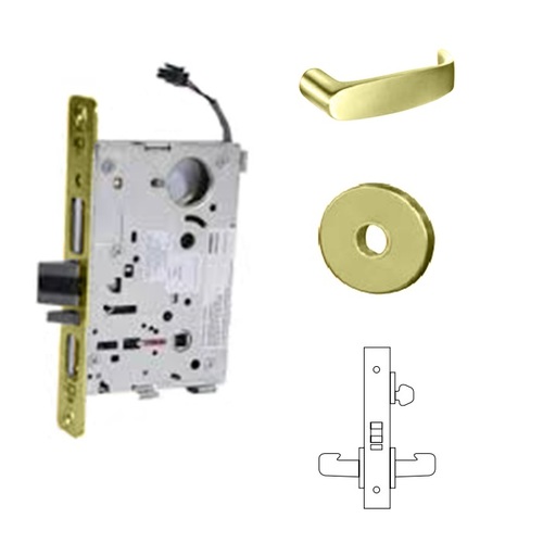 RX-8270-12V Electrified Single Cylinder Mortise Lock Bright Polished Brass