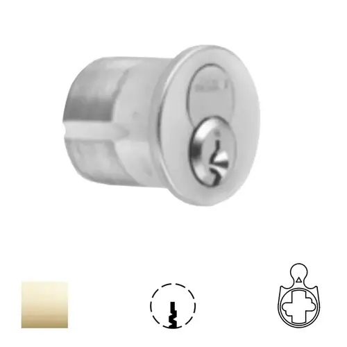 1080 Series IC Mortise Cylinder Bright Polished Brass