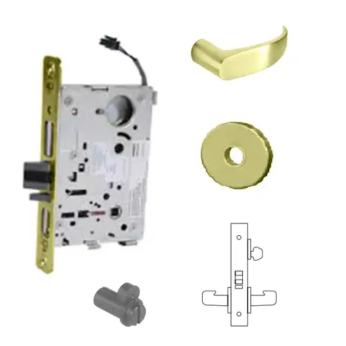 RX-8270-24V Electrified Single Cylinder Mortise Lock Bright Polished Brass