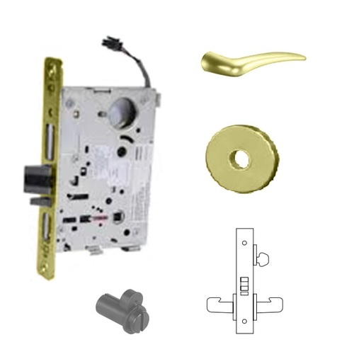 RX-8271-12V Electrified Single Cylinder Mortise Lock Bright Polished Brass