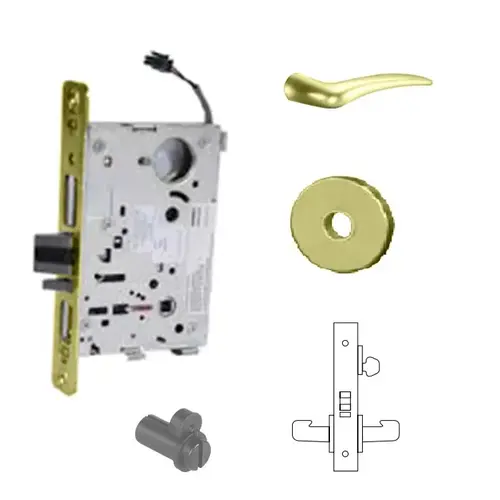 RX-8270-24V Electrified Single Cylinder Mortise Lock Bright Polished Brass