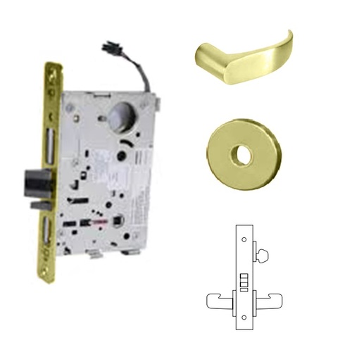 RX-8270-12V Electrified Single Cylinder Mortise Lock Bright Polished Brass