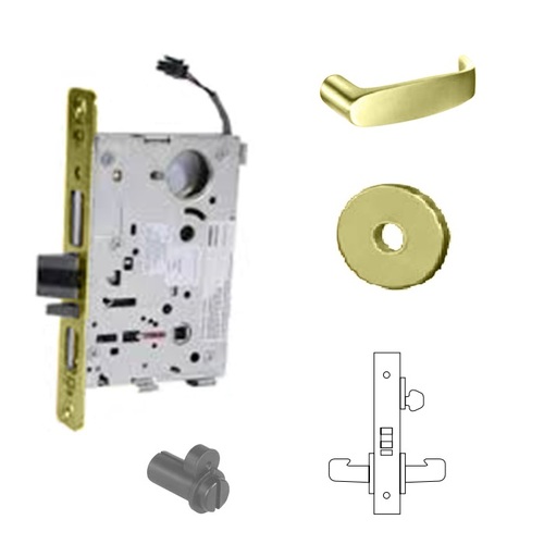 RX-8270-12V Electrified Single Cylinder Mortise Lock Bright Polished Brass