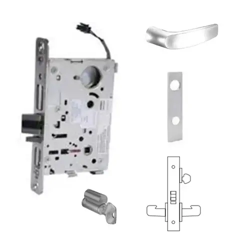 8271-12V Electrified Single Cylinder Mortise Lock Satin Chrome