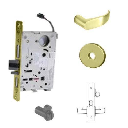 RX-8270-24V Electrified Single Cylinder Mortise Lock Bright Polished Brass