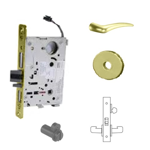 RX-8270-12V Electrified Single Cylinder Mortise Lock Bright Polished Brass