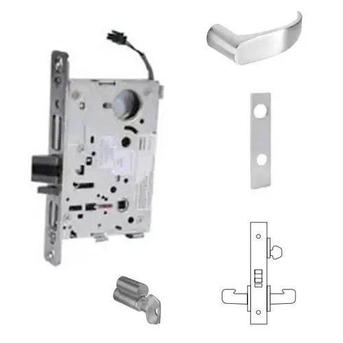 8270-12V Electrified Single Cylinder Mortise Lock Satin Chrome