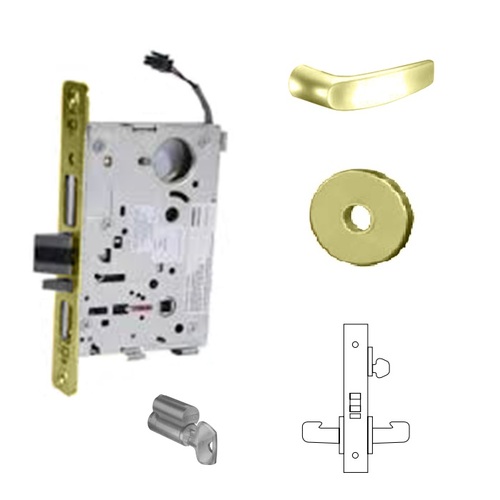 RX-8270-24V Electrified Single Cylinder Mortise Lock Bright Polished Brass