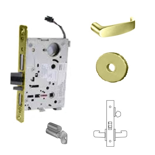 RX-8270-24V Electrified Single Cylinder Mortise Lock Bright Polished Brass