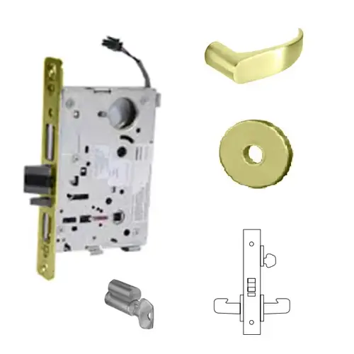 RX-8270-24V Electrified Single Cylinder Mortise Lock Bright Polished Brass