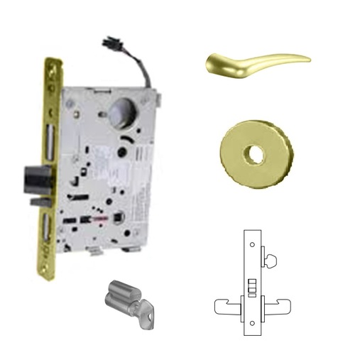 8270-12V Electrified Single Cylinder Mortise Lock Bright Polished Brass