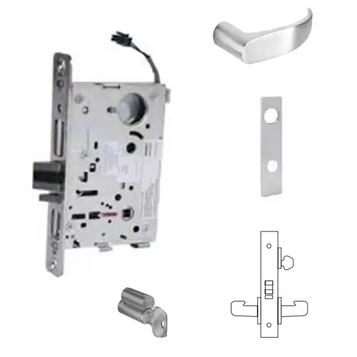 8271-24V Electrified Single Cylinder Mortise Lock Satin Chrome