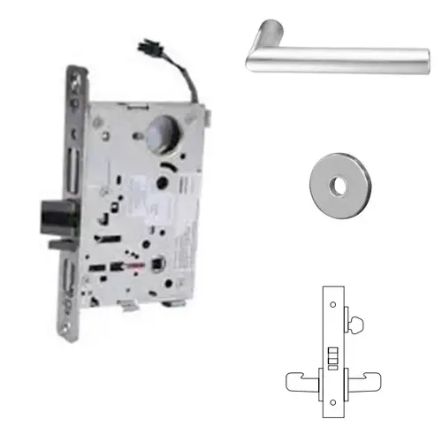 Fail Secure Electro Mechanical Single Cylinder 12 Volt Mortise Lock with MI Lever and LN Rose with LA Keyway Satin Chrome Finish