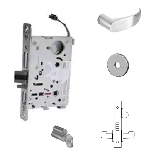 RX-8271-12V Electrified Single Cylinder Mortise Lock Satin Chrome