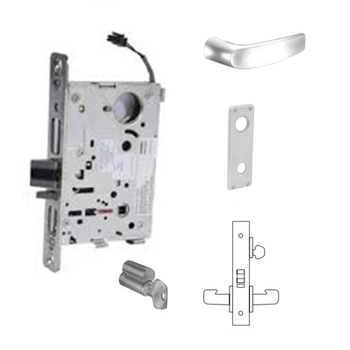 8271-12V Electrified Single Cylinder Mortise Lock Satin Chrome