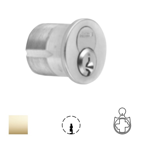 1080 Series IC Mortise Cylinder Bright Polished Brass