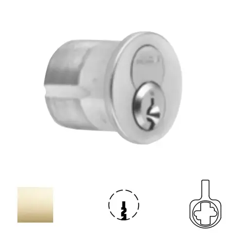 1080 Series IC Mortise Cylinder Bright Polished Brass