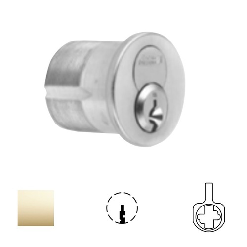 1080 Series IC Mortise Cylinder Bright Polished Brass