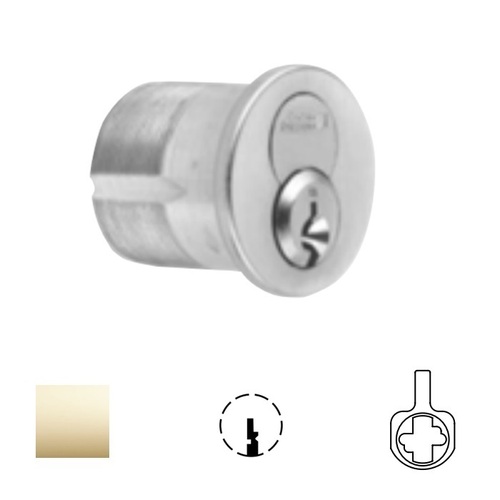 1080 Series IC Mortise Cylinder Bright Polished Brass