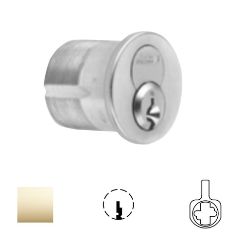 1080 Series IC Mortise Cylinder Bright Polished Brass