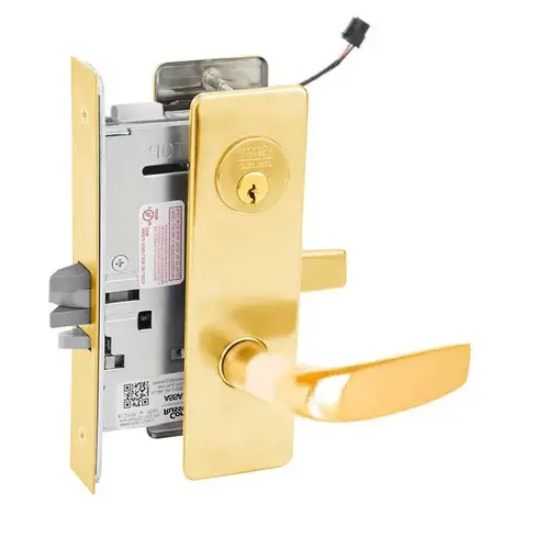 ML20914 Mortise Electrified Lever Lockset x REX Bright Polished Brass