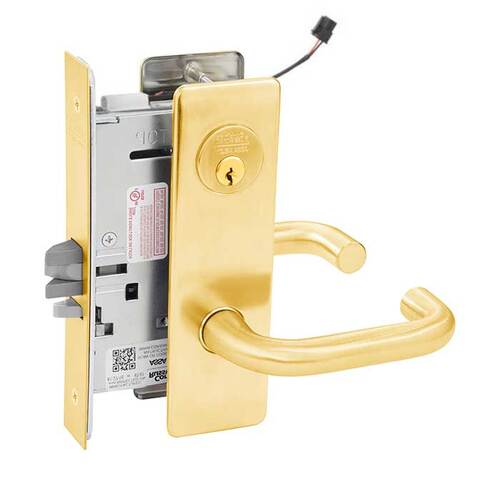 ML20914 Mortise Electrified Lever Lockset x REX Bright Polished Brass