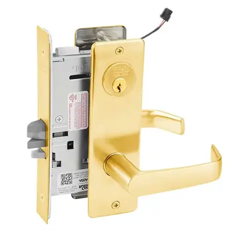 ML20906 Mortise Electrified Lever Lockset Bright Polished Brass