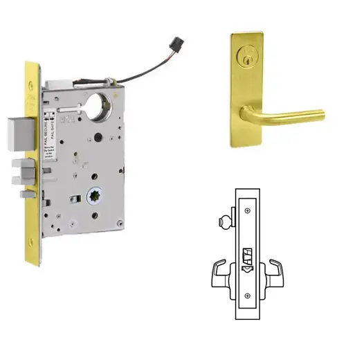 ML20914 Mortise Electrified Lever Lockset Bright Polished Brass