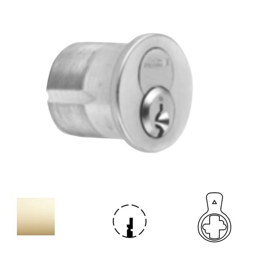 1080 Series IC Mortise Cylinder Bright Polished Brass