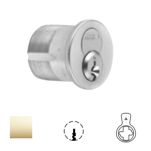 1080 Series IC Mortise Cylinder Bright Polished Brass