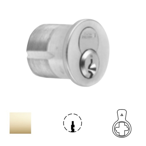 1080 Series IC Mortise Cylinder Bright Polished Brass