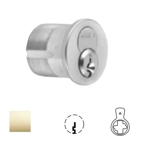 1080 Series IC Mortise Cylinder Bright Polished Brass