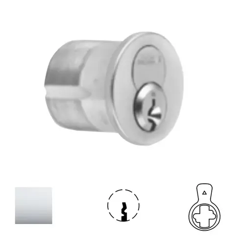 1080 Series IC Mortise Cylinder Bright Polished Chrome