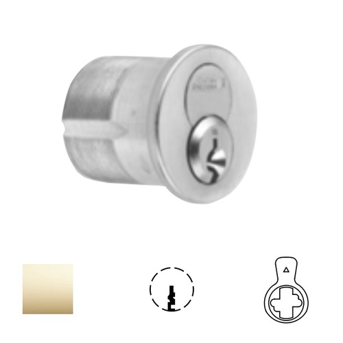 1080 Series IC Mortise Cylinder Bright Polished Brass