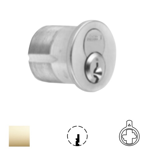 1080 Series IC Mortise Cylinder Bright Polished Brass