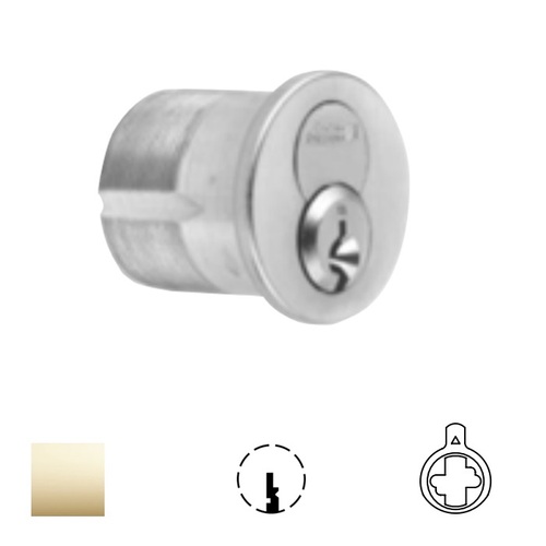 1080 Series IC Mortise Cylinder Bright Polished Brass