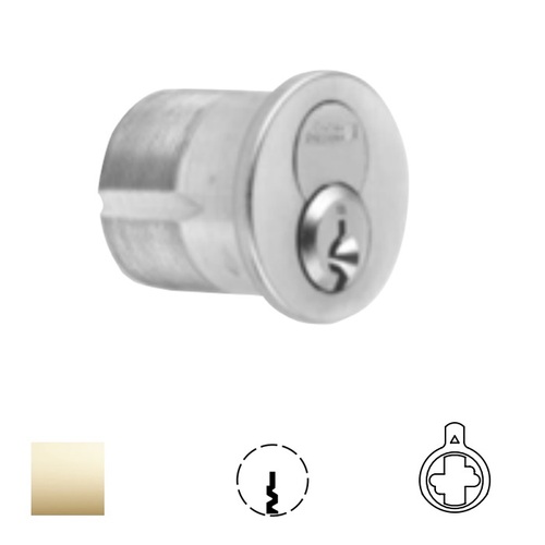 1080 Series IC Mortise Cylinder Bright Polished Brass