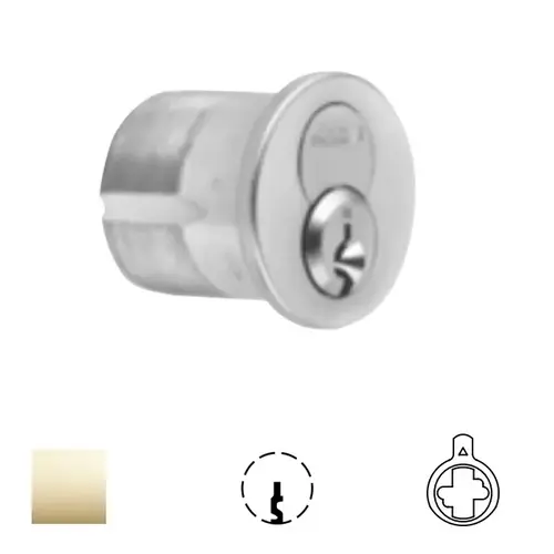 1080 Series IC Mortise Cylinder Bright Polished Brass