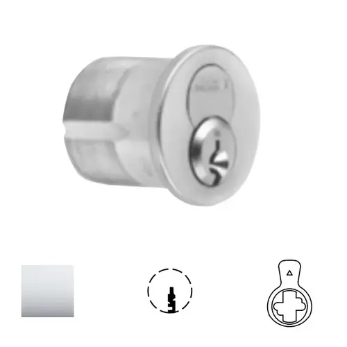 1080 Series IC Mortise Cylinder Bright Polished Chrome