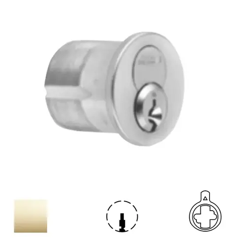 1080 Series IC Mortise Cylinder Bright Polished Brass