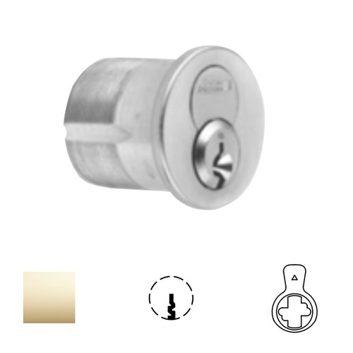 1080 Series IC Mortise Cylinder Bright Polished Brass