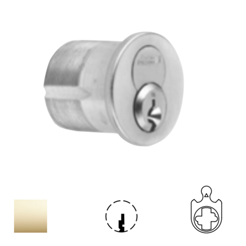 1080 Series IC Mortise Cylinder Bright Polished Brass