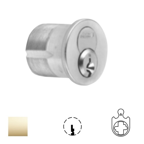 1080 Series IC Mortise Cylinder Bright Polished Brass