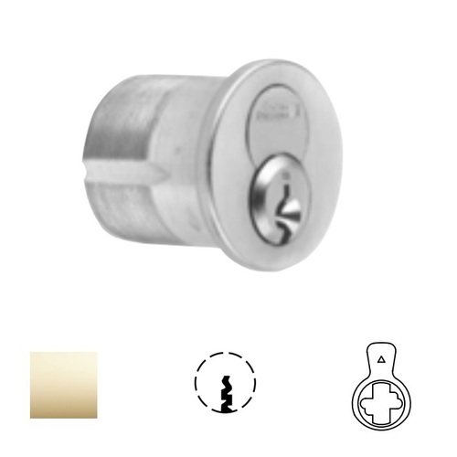 1080 Series IC Mortise Cylinder Bright Polished Brass