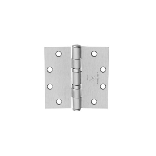 Full Mortise Hinge, 5-Knuckle, Standard Weight, 4-1/2" x 4-1/2", Square Corner, Satin Chrome