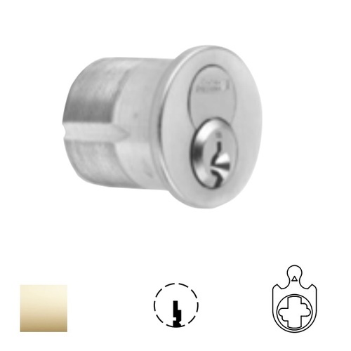 1080 Series IC Mortise Cylinder Bright Polished Brass