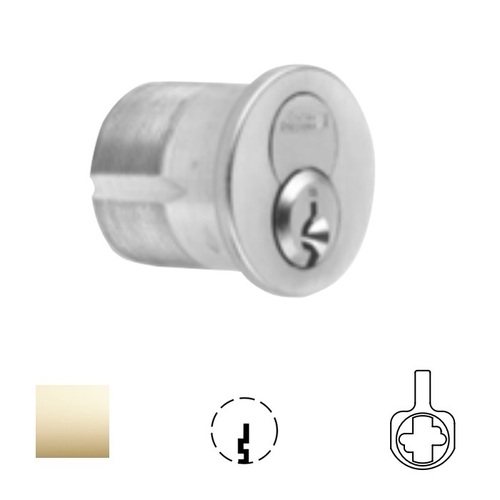 1080 Series IC Mortise Cylinder Bright Polished Brass